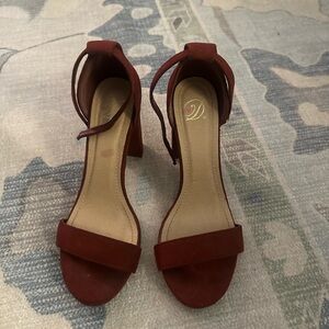 Red/Brown Suede Women's Heels